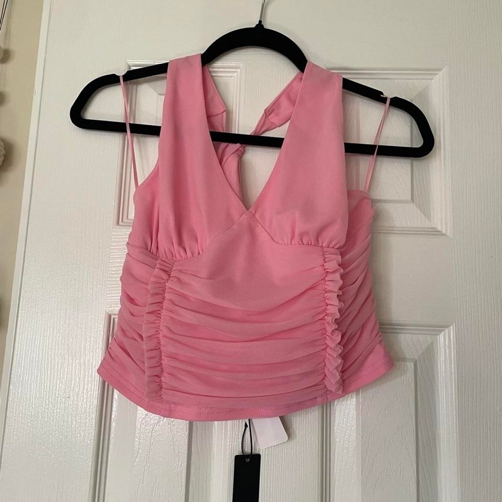 Fashion Nova pink ruched crop top